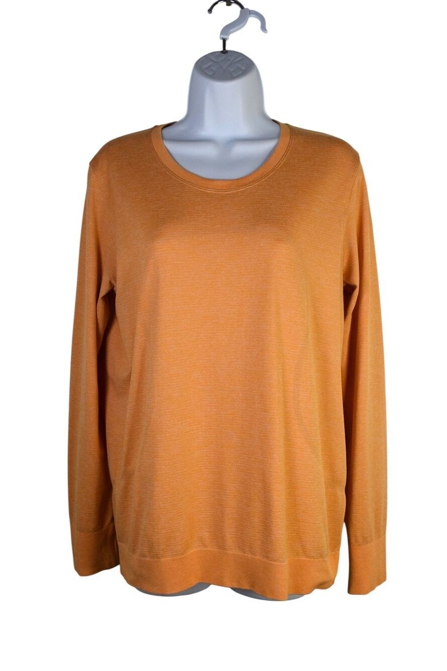 Lululemon Top Relaxed Swiftly Womens Size 8 Orange Crew Neck Long Sleeve